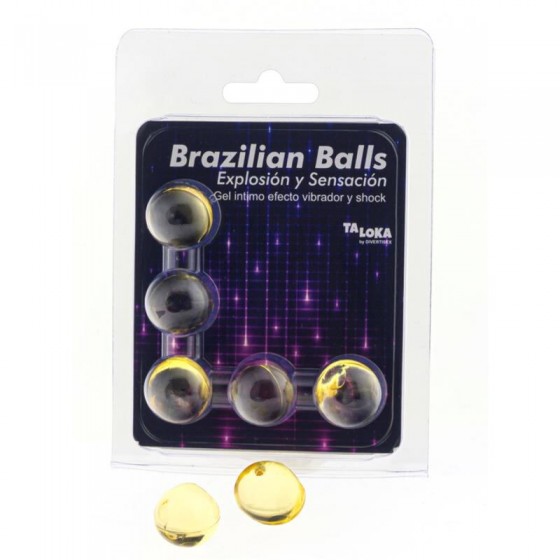 TALOKA - 5 BALLES BRÉSILIENNES VIBRANT  EFFET DE CHOC GEL EXCITANT