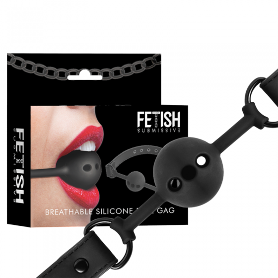 FETISH SUBMISSIVE BONDAGE - BÂILLON À BOULE EN SILICONE RESPIRANT