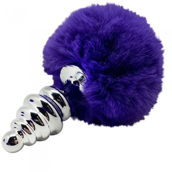 ALIVE - PLUG DE PLAISIR ANAL SPIRAL METAL FLUFFY VIOLET FONCÉ TAILLE M