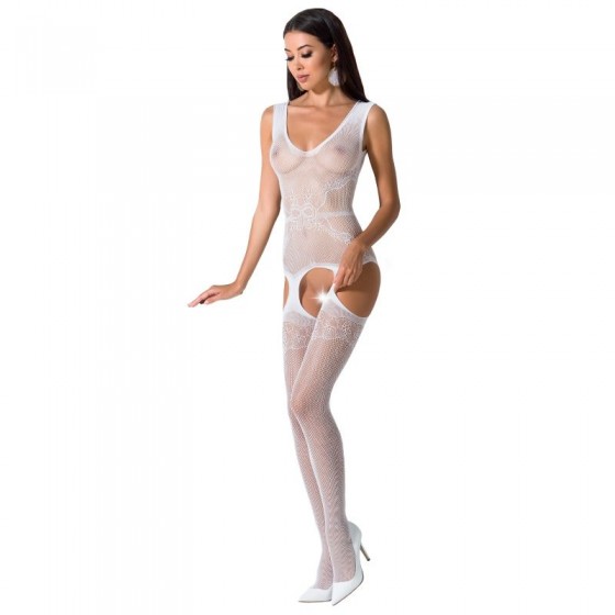 PASSION - FEMME BS062 BODYSTOCKING BLANC TAILLE UNIQUE