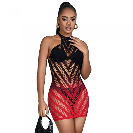 SUBBLIME - 952242 ROBE RÉSILLE ÉLASTIQUE DÉGRADÉ ROUGE ET NOIR TAILLE UNIQUE